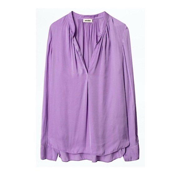 Zadig & Voltaire Tink Satin Pull Over top Purple - Picture 3 of 10